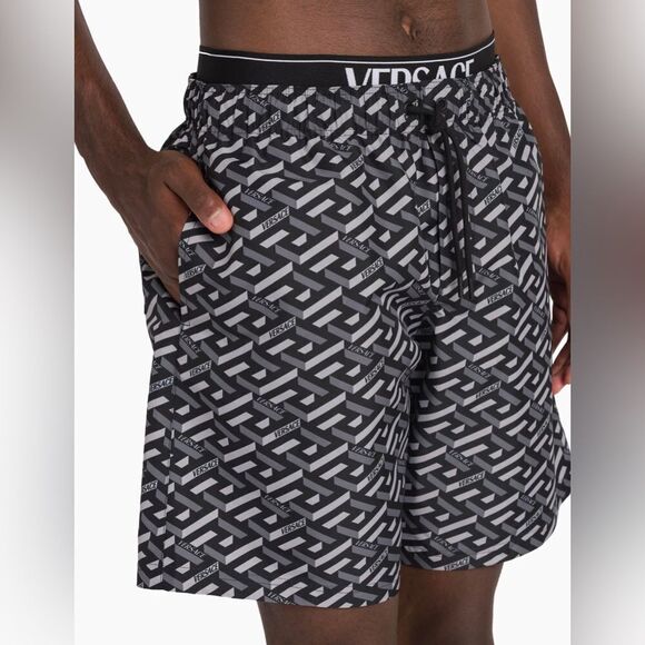 Versace  Logo Print Drawstring Swim Trunks size 4/ Large - Picture 4 of 15